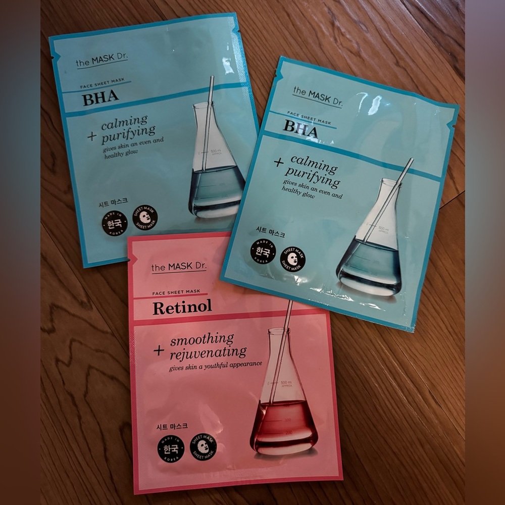 3 Face Sheet Masks Set - BHA and Retinol